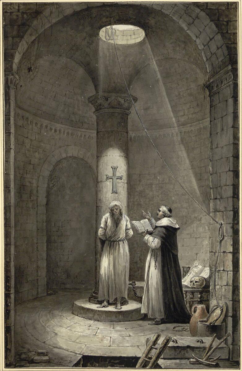 Jean Louis Desprez, Ein Gefangener der Inquisition wird von einem Dominikanermönch ermutigt, In…