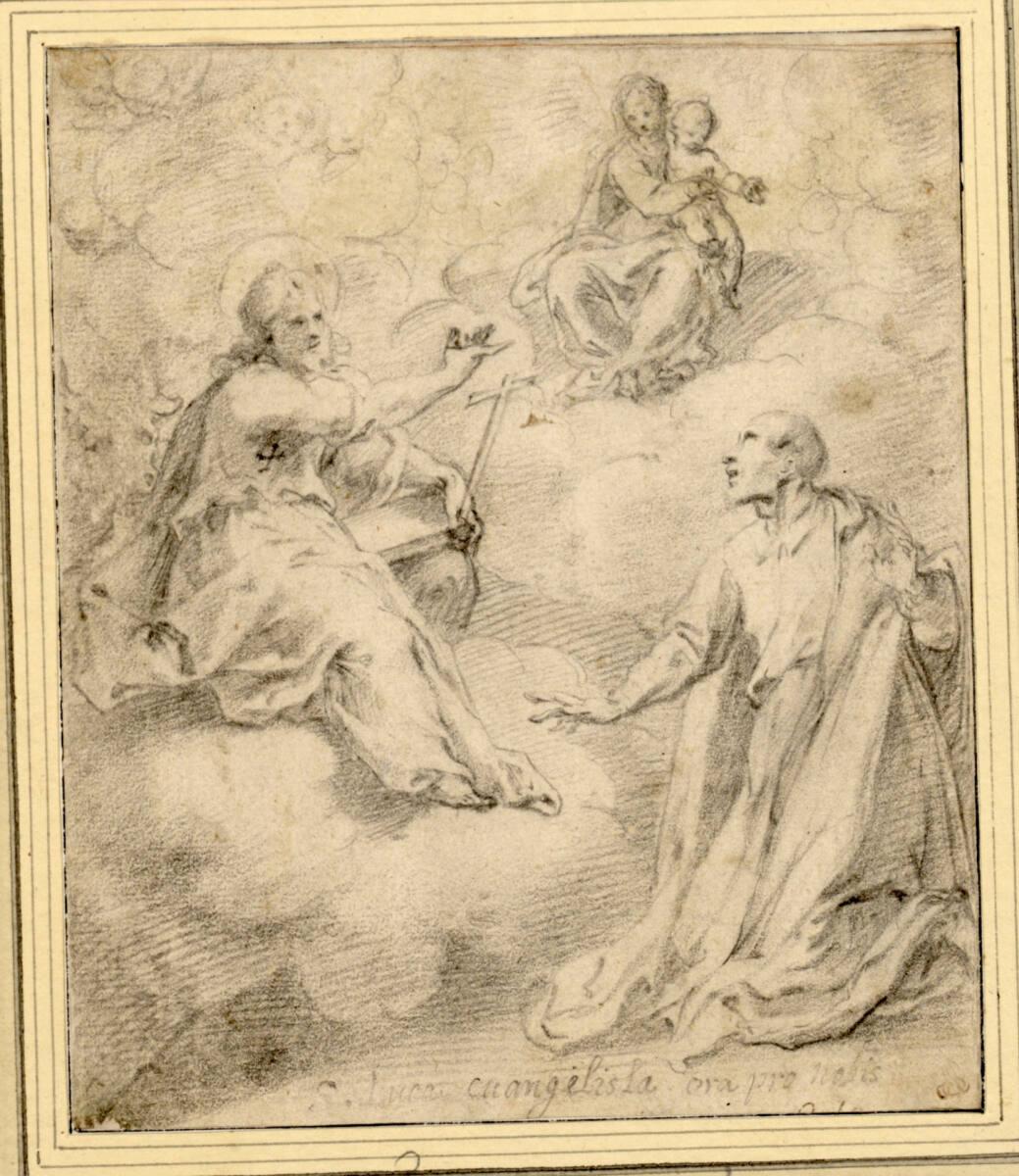 Francesco Vanni, Ein Priester erfleht die Fürbitte des Johannes Evangelista bei der  Madonna, I…
