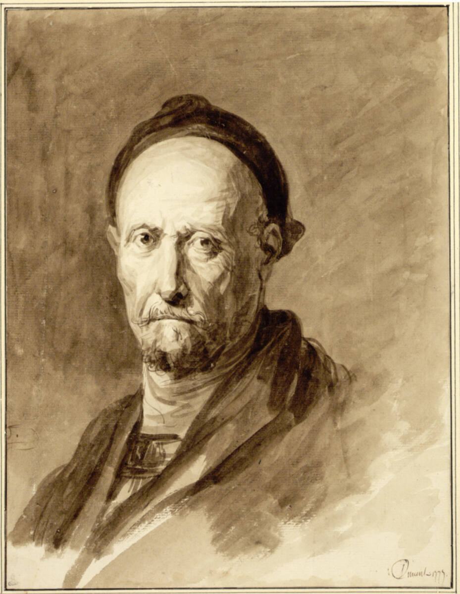 Porträt eines alten Mannes mit Kopfbedeckung, François-André Vincent, 1775
