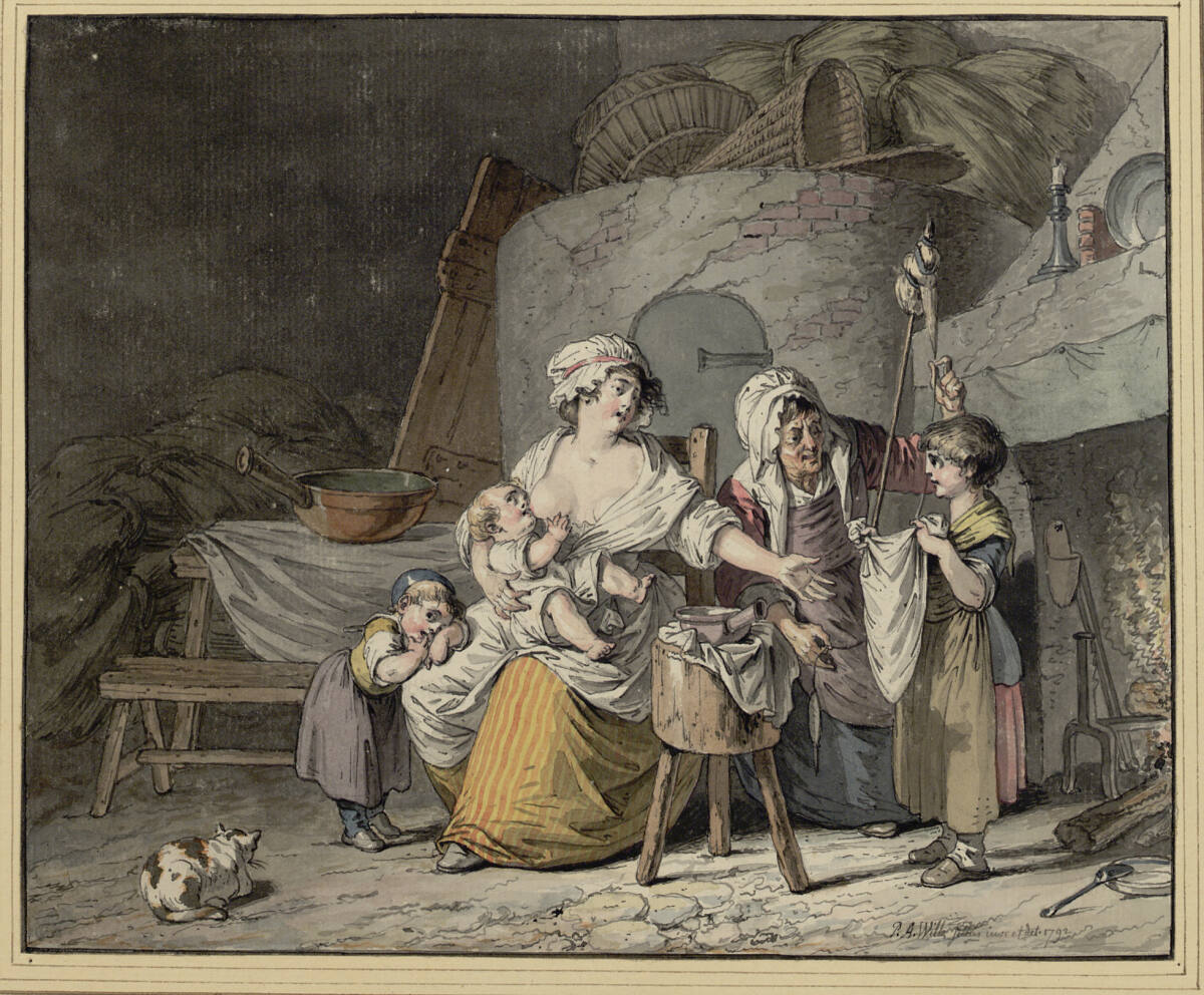 Junge Mutter mit Kindern und einer alten Frau, Pierre Alexandre Wille, 1792