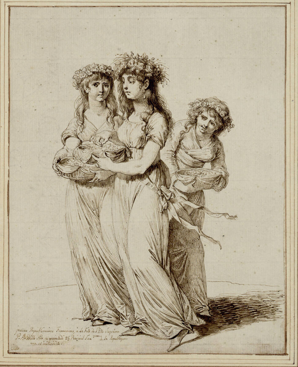 Drei junge, französische Republikanerinnen, Pierre Alexandre Wille, 1794