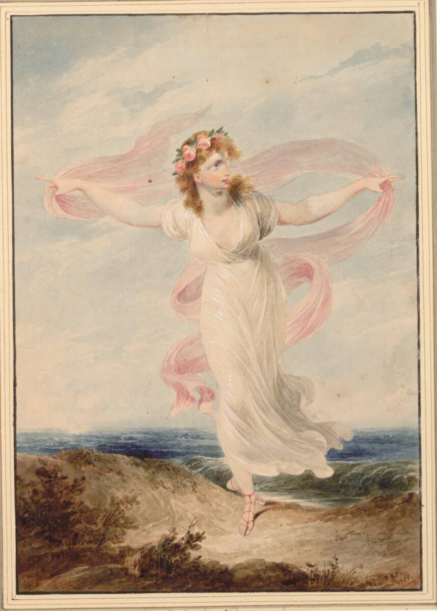 Mädchen im Wind am Meeresstrand, Robert Ker Porter