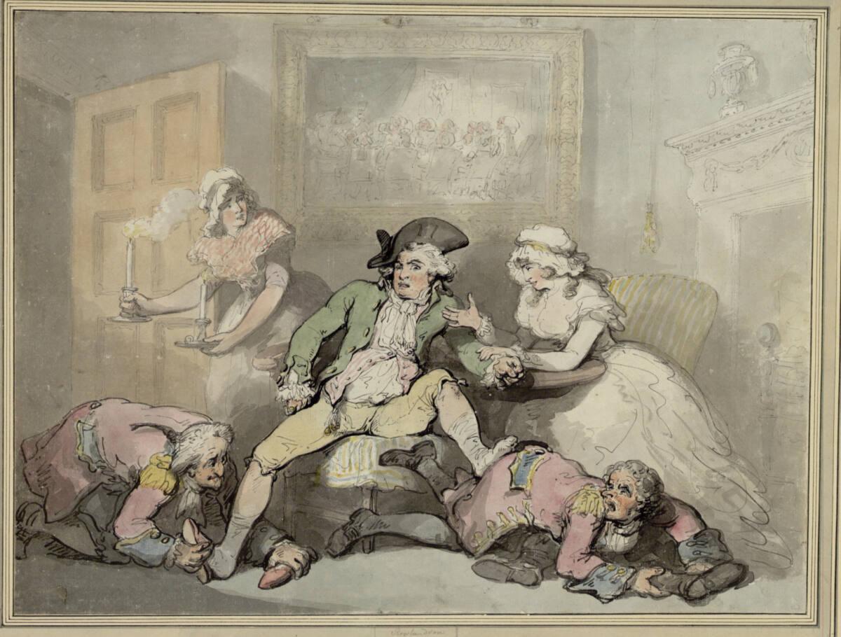 Thomas Rowlandson, Die Heimkehr des betrunkenen Gatten, Inv. Nr.: 13031