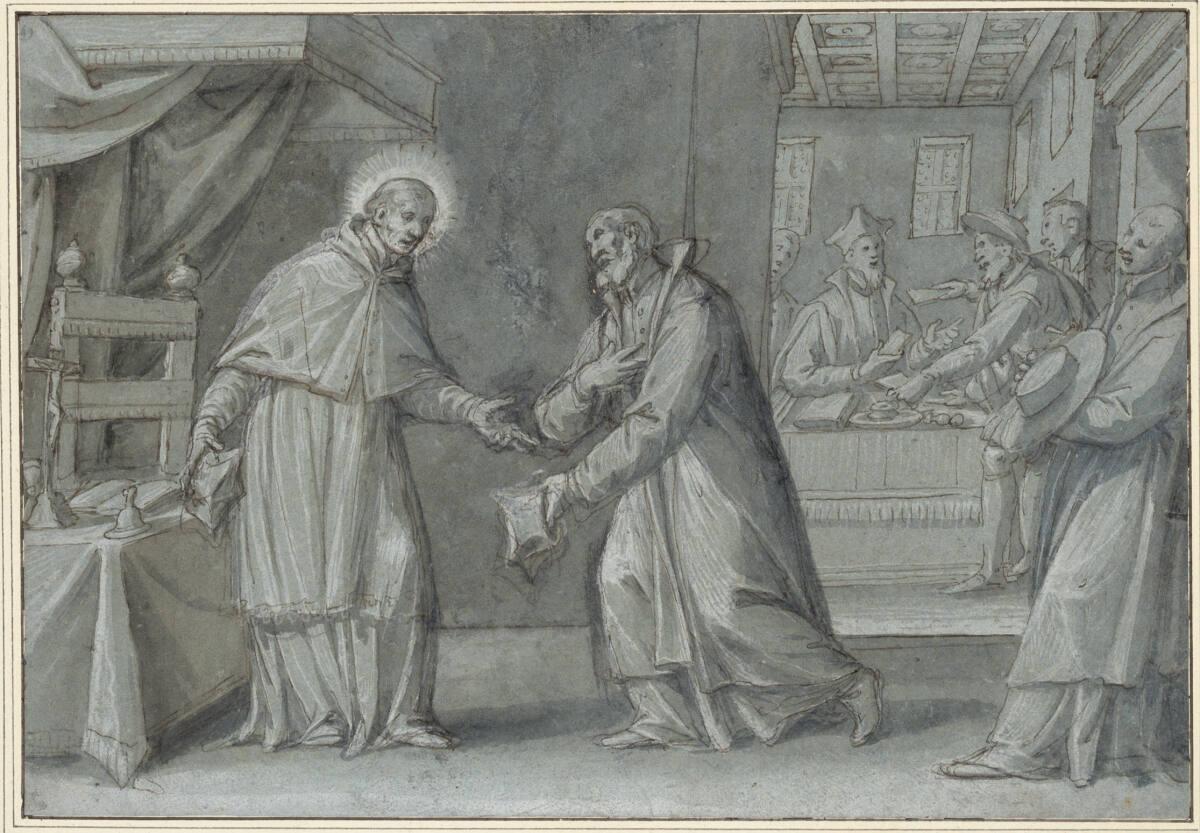 Giovanni Mauro della Rovere, gen. il Fiamminghino, Der heilige Karl Borromäus empfängt unter ei…