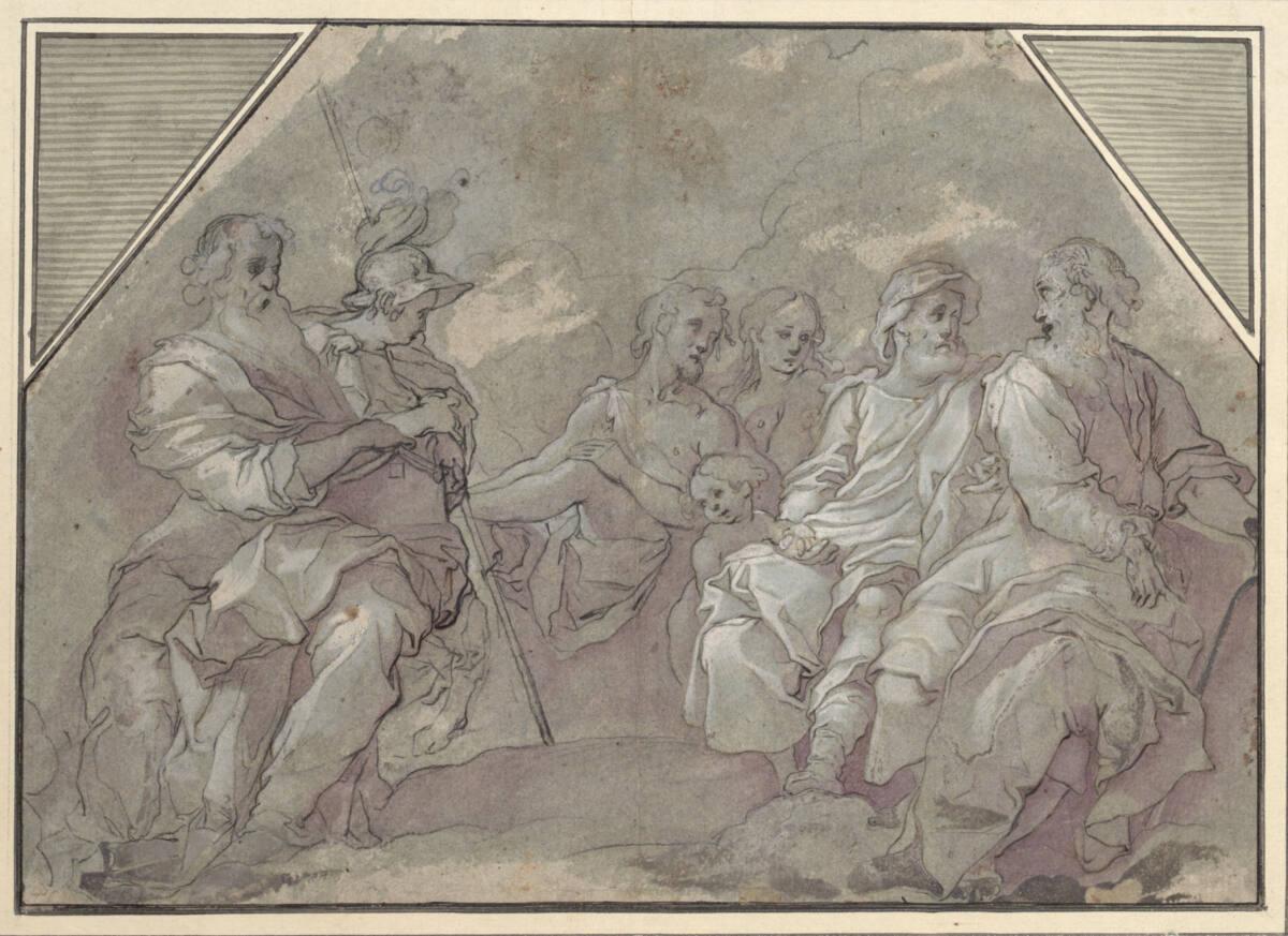 Anonym, Die 'Gerechten' des Alten Bundes. V.l.: Jeremias (oder Jesaias), Josua (Gideon), Johann…