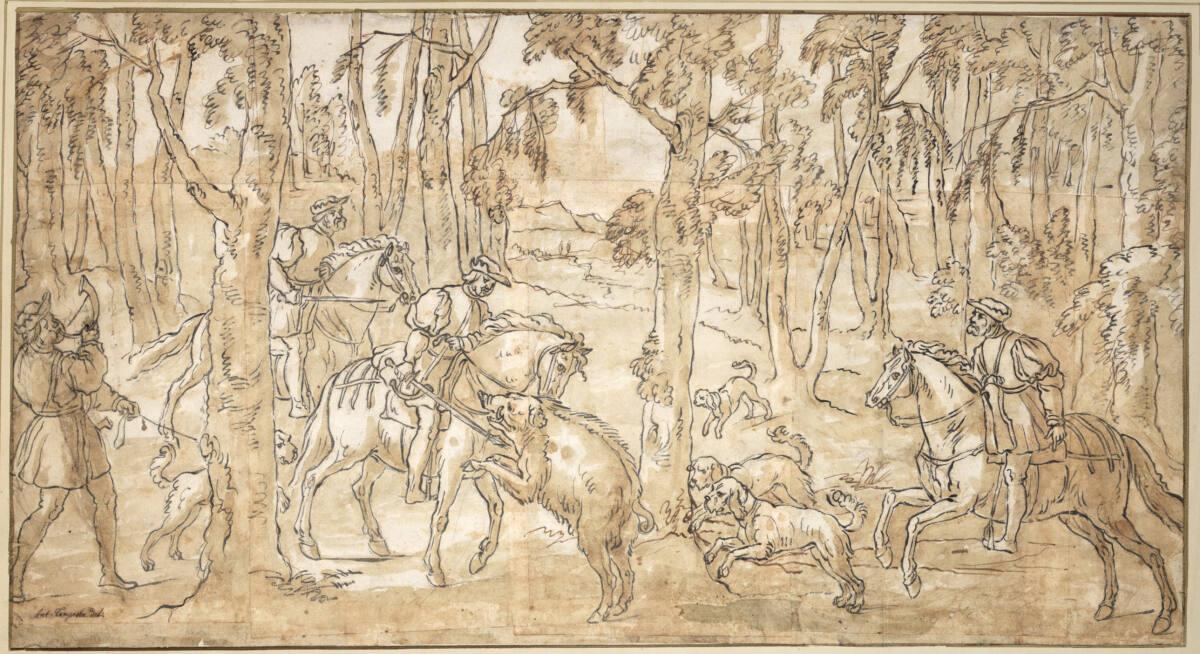 Anonym, Kaiser Maximilian erlegt den Eber, Inv. Nr.: 13189