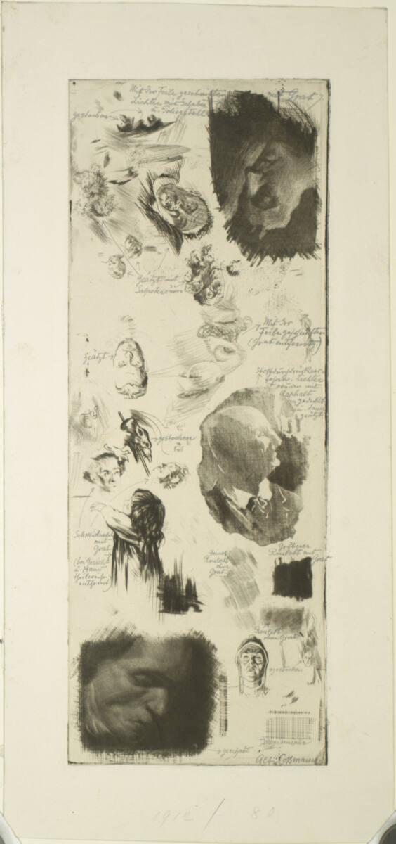 Alfred Cossmann, Studienblatt mit Ätzproben, Inv. Nr.: DG1912/80