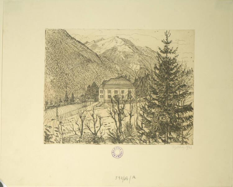 Herbert Boeckl, Herrenhaus mit Tanne, Inv. Nr.: DG1934/542/14
