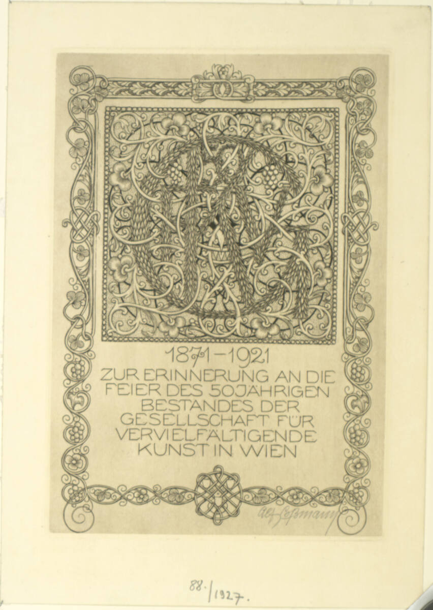 Gedenkblatt der Gesellschaft für vervielfältigende Kunst, Alfred Cossmann