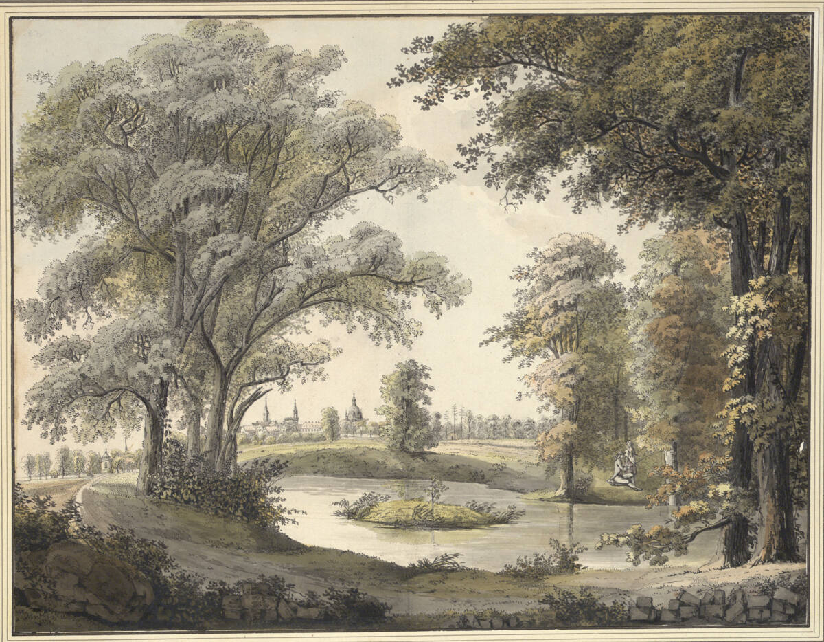 Blick vom Großen Garten auf die Türme der Dresdner Altstadt, Johann Philipp Veith