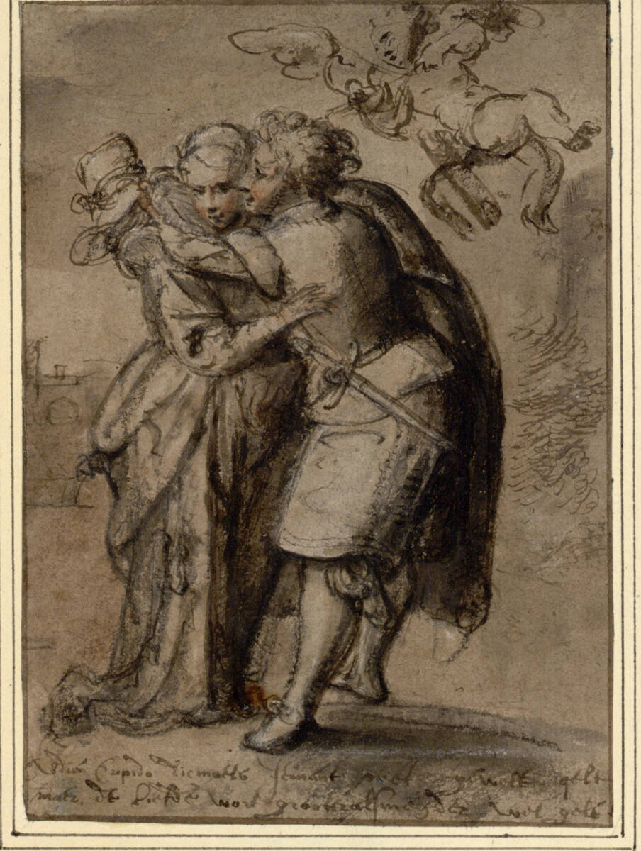 Anonym, Stehendes Liebespaar mit Cupido