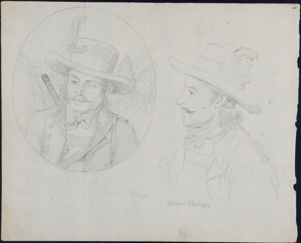 Zwei Porträts von Männern, eines davon Andreas Weninger, Carl Gauermann