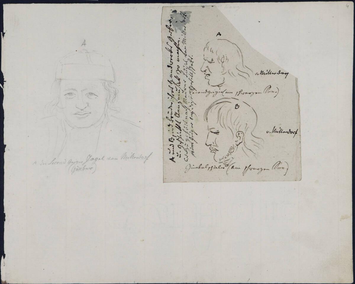Carl Gauermann, Drei Porträtköpfe, Inv. Nr.: 42762/4r