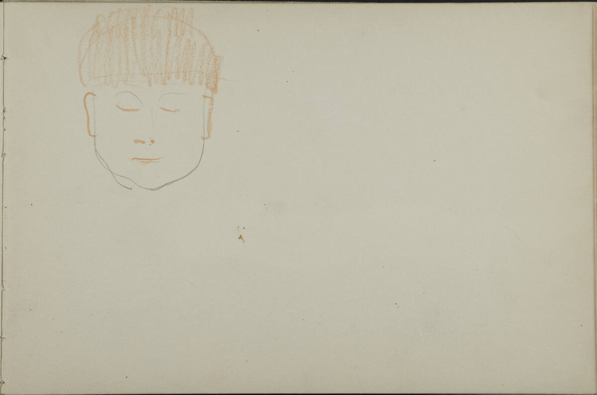 Kopfstudie (kopfstehend), Leopold Bauer, 1898