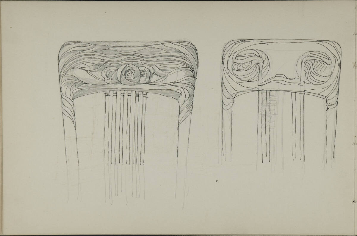 florale Ornamentstudien für Sessellehnen, Leopold Bauer, 1899
