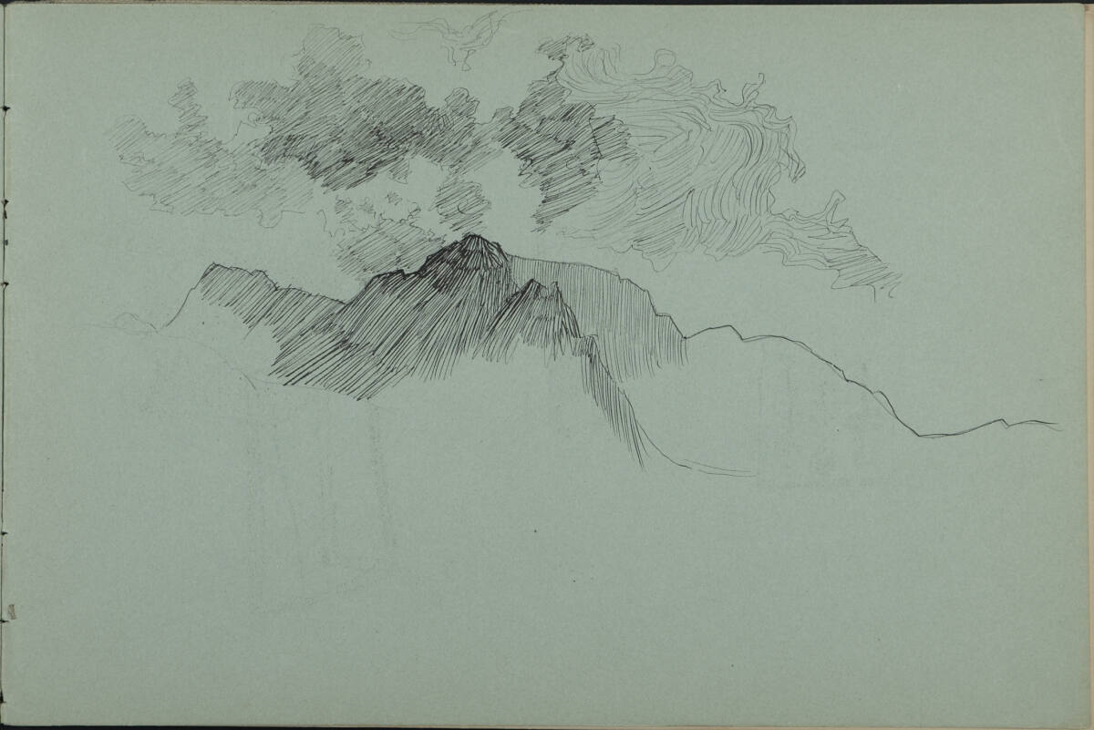 Skizze eines Bergpanoramas (kopfstehend), Leopold Bauer, 1900
