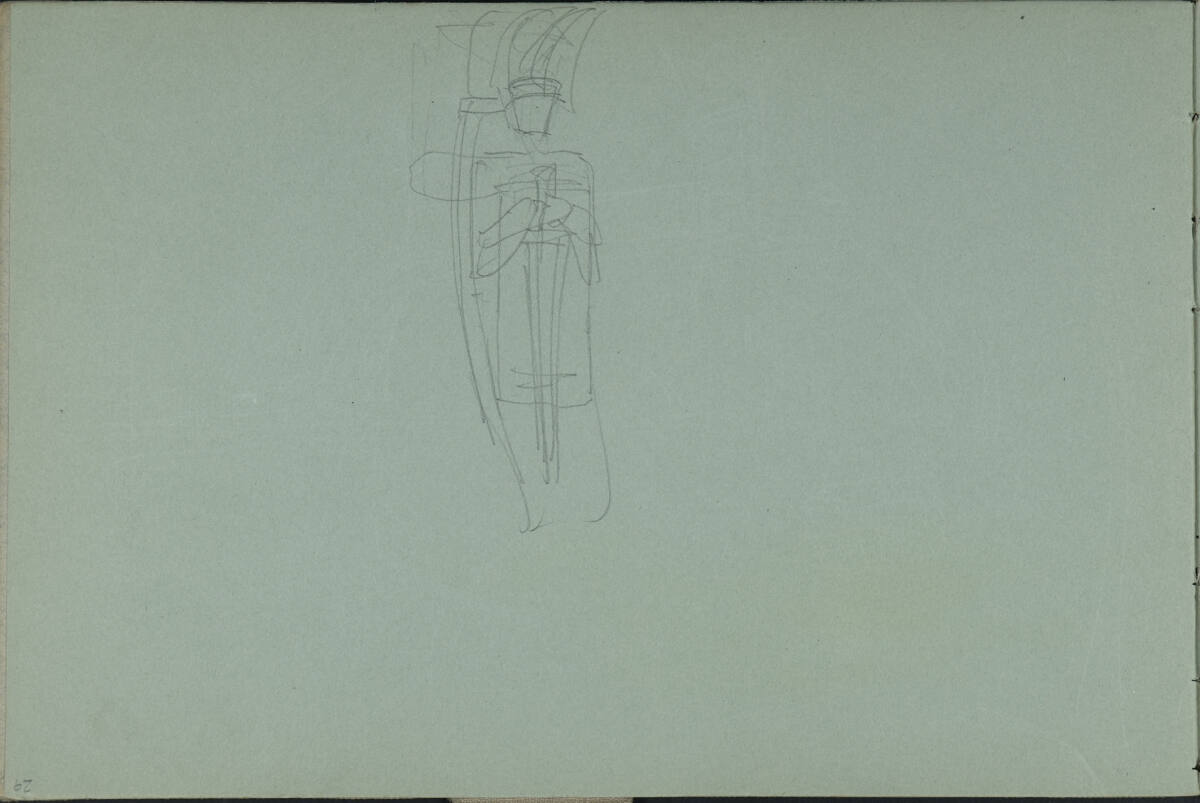 Skizze einer architekturalen Skulptur? (kopfstehend), Leopold Bauer, 1900