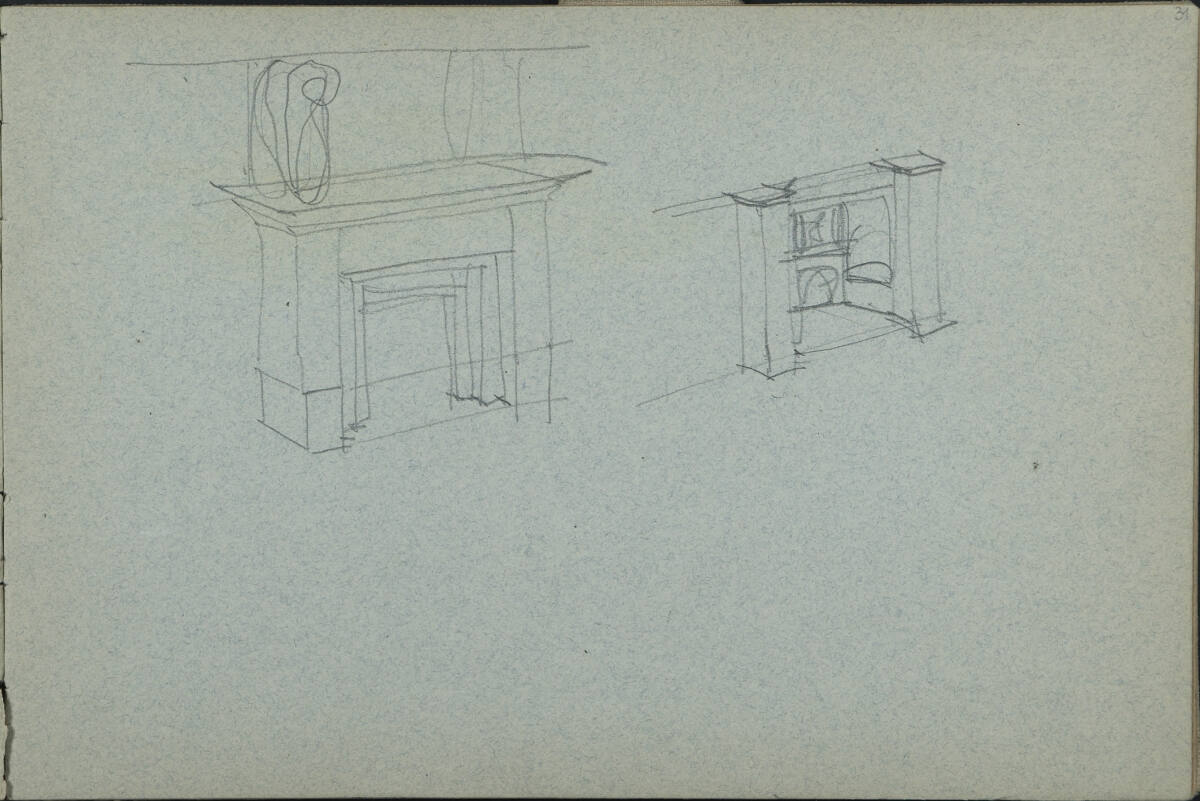 Studie zweier Kamine, Leopold Bauer, 1900