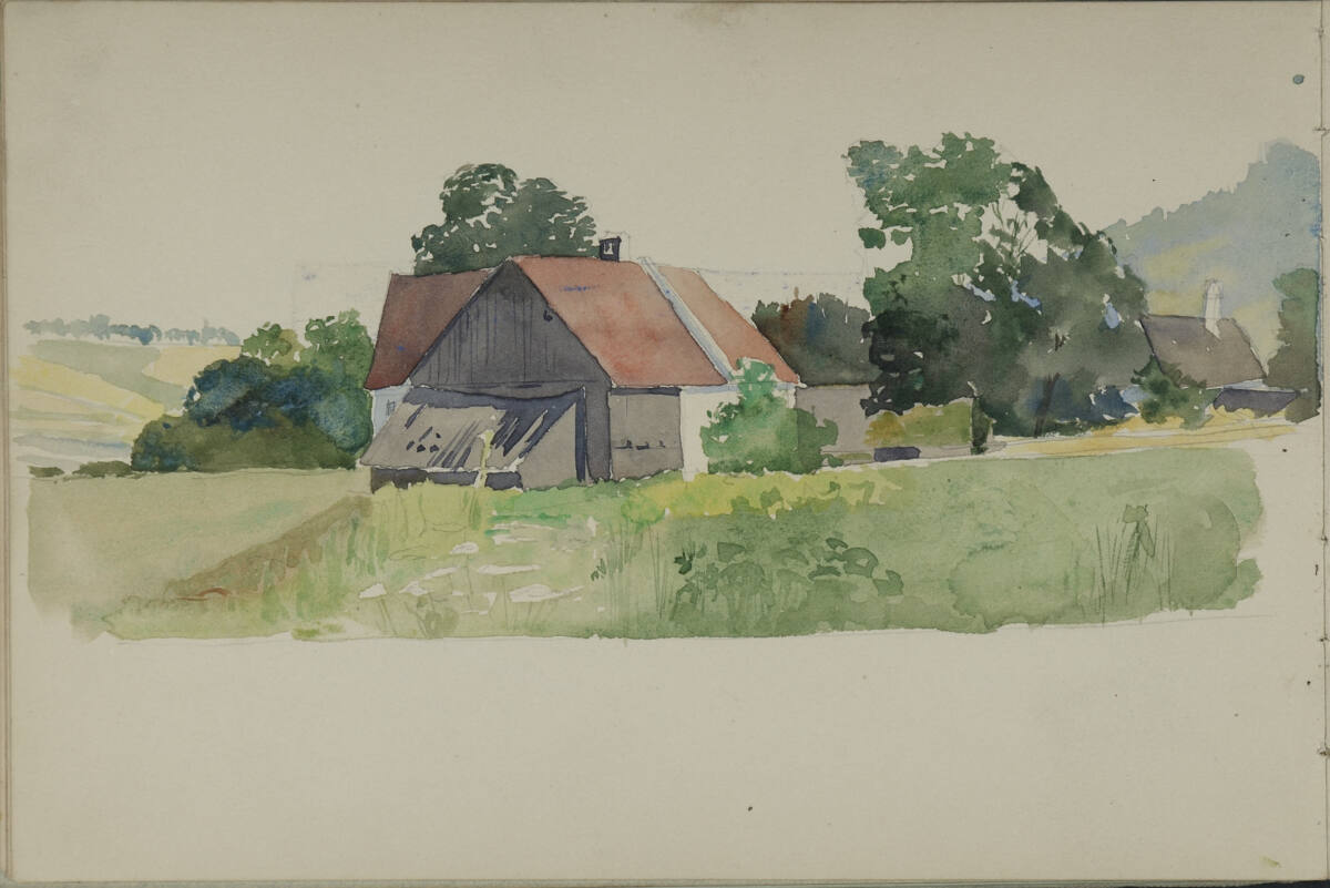 Skizze eines Bauernhofs, Leopold Bauer, 1900