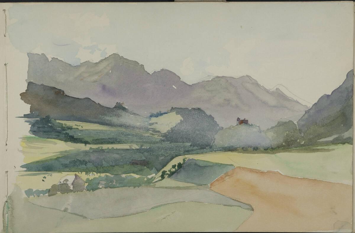 Leopold Bauer, Landschaft mit Burg (Hohen Werfen?), Inv. Nr.: 41139/nach4r