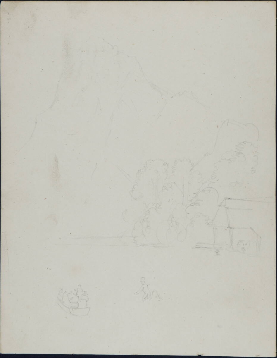 Bootsszene am See vor dem Traunstein, Carl Gauermann