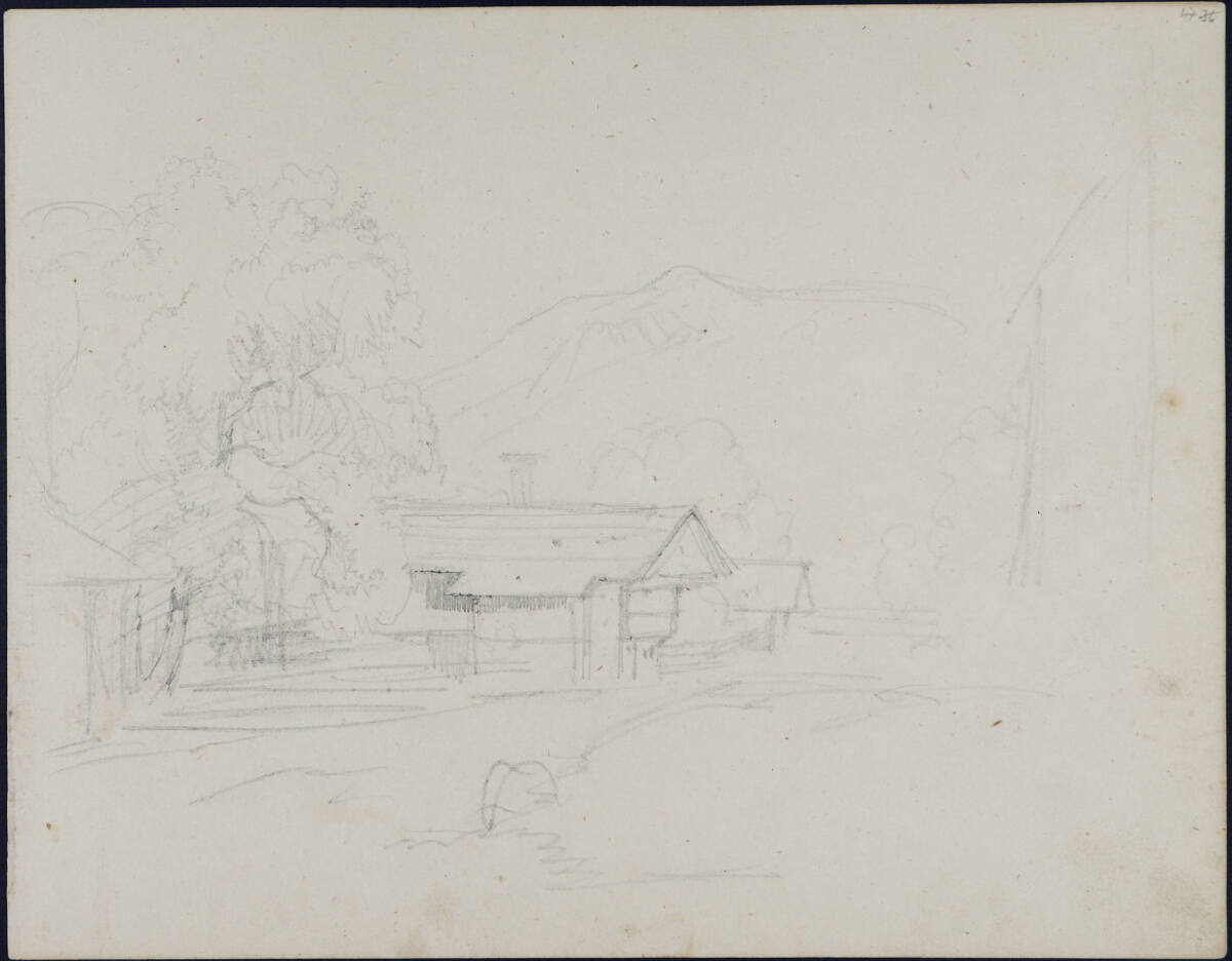 Landschaftsskizze mit Haus, Carl Gauermann