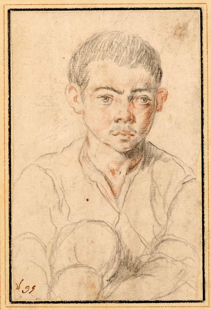 Claude Mellan, Sitzender Knabe mit angezogenem Knie, Inv. Nr.: 13520