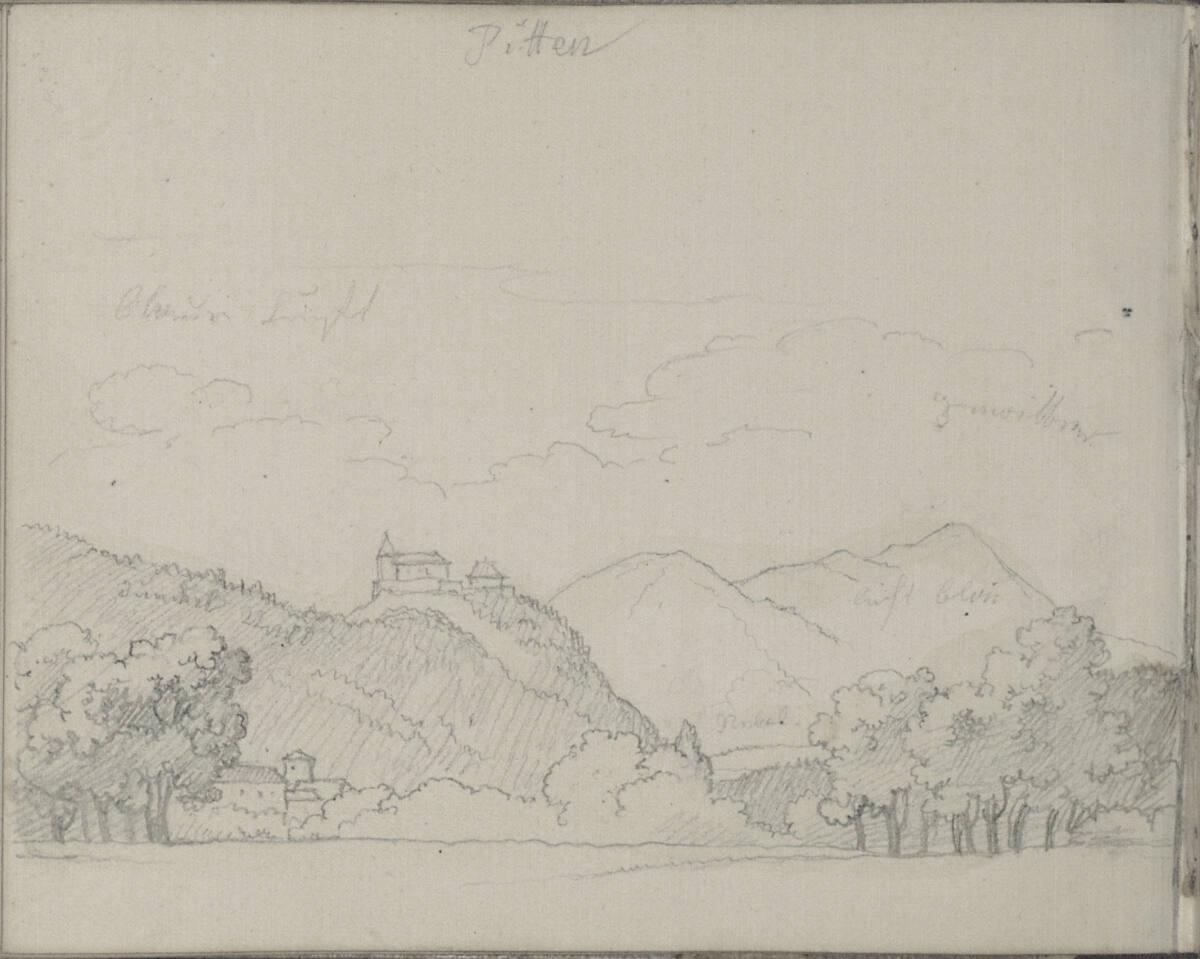 Blasius Höfel, Ansicht von Pitten (mit Farbangaben), Inv. Nr.: 35115/51v