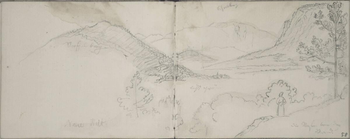 Blasius Höfel, Neue Welt, im Hintergrund der Schneeberg, Inv. Nr.: 35115/57v-58r