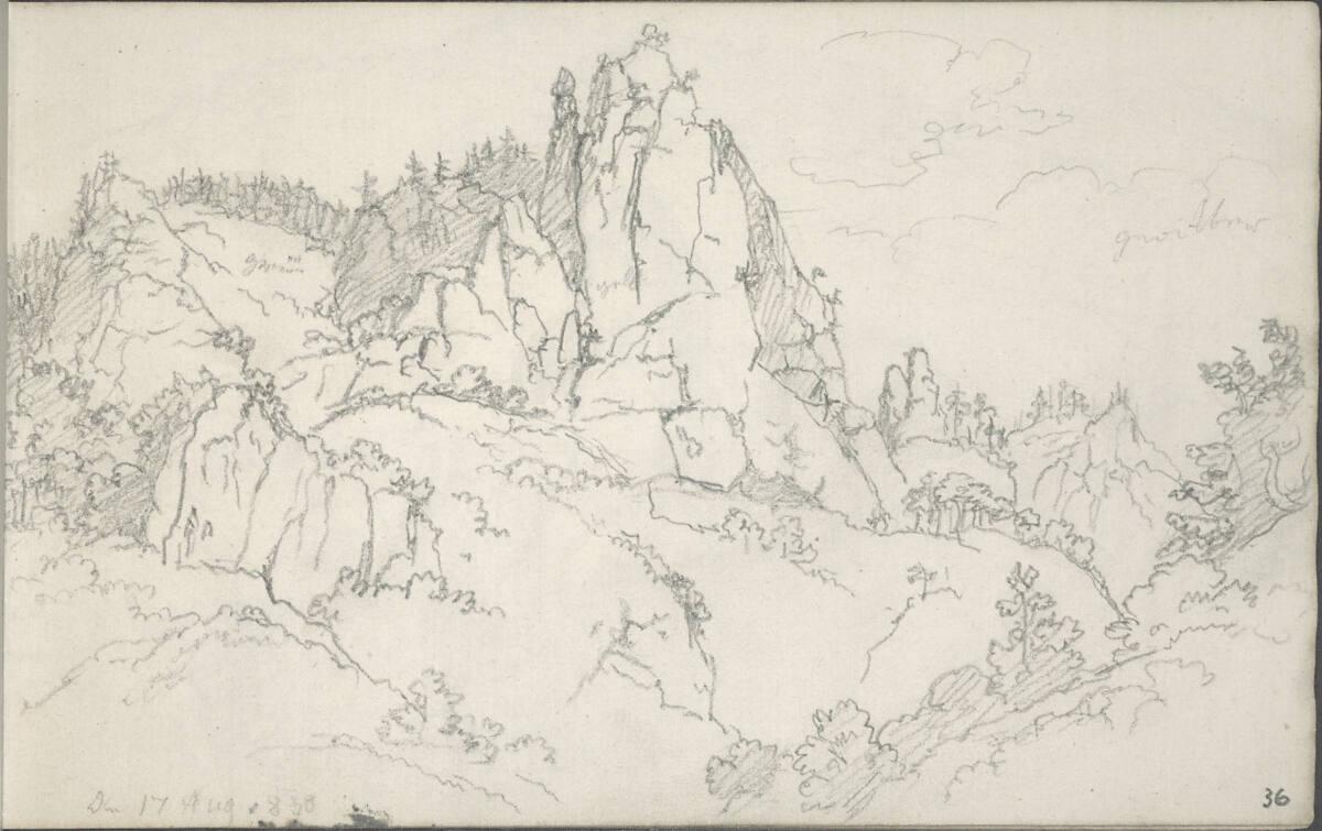 Blasius Höfel, Felsen bei der Ruine Dürnstein (mit Farbangaben), Inv. Nr.: 35116/36