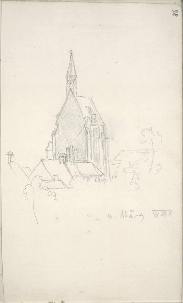 Blasius Höfel, Skizze einer gotischen Pfarrkirche, Inv. Nr.: 35116/86r