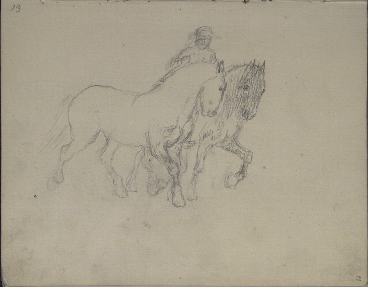 Reiter, der ein zweites Pferd mit sich führt, Teutwart Schmitson, 1858–1863