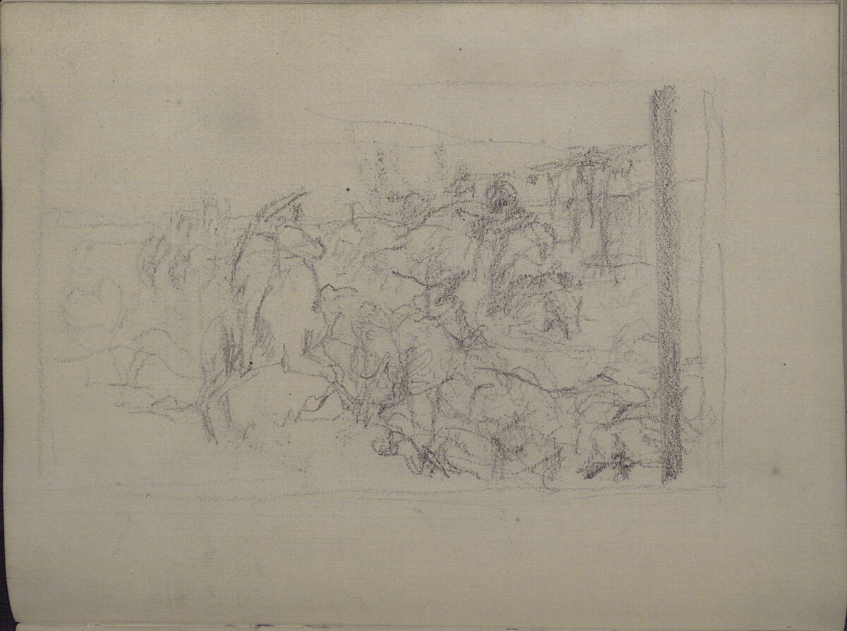 Landschaftsskizze mit einem Reiter iin Bewegung, Teutwart Schmitson, 1858–1863