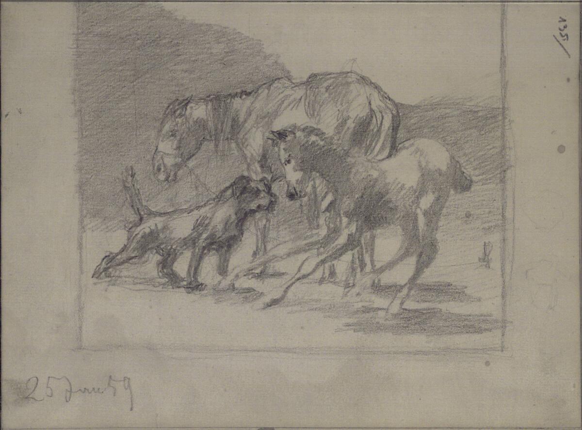Teutwart Schmitson, Stute und ein Hund, der ihr Fohlen beschnuppert (vgl. p.51), Inv. Nr.: 2565…