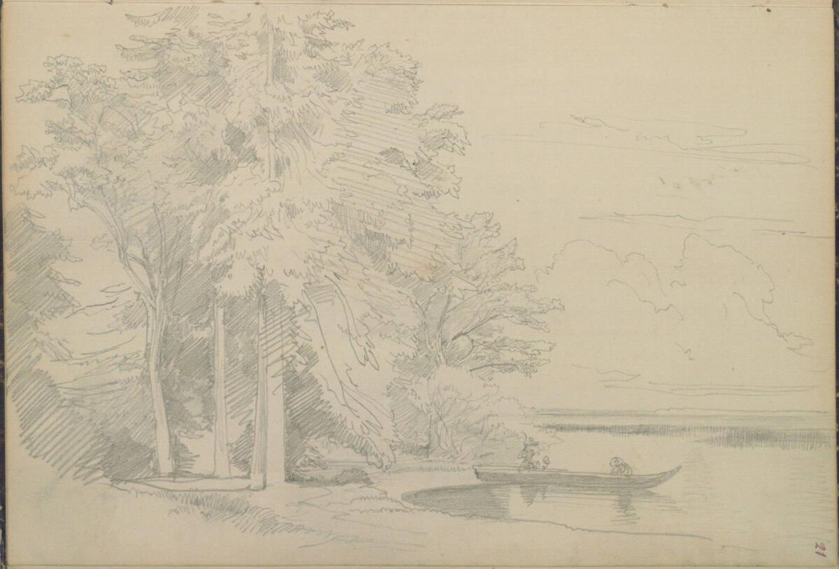 Anton Hansch, Waldlandschaft an einem Fluss oder See, Inv. Nr.: 16211