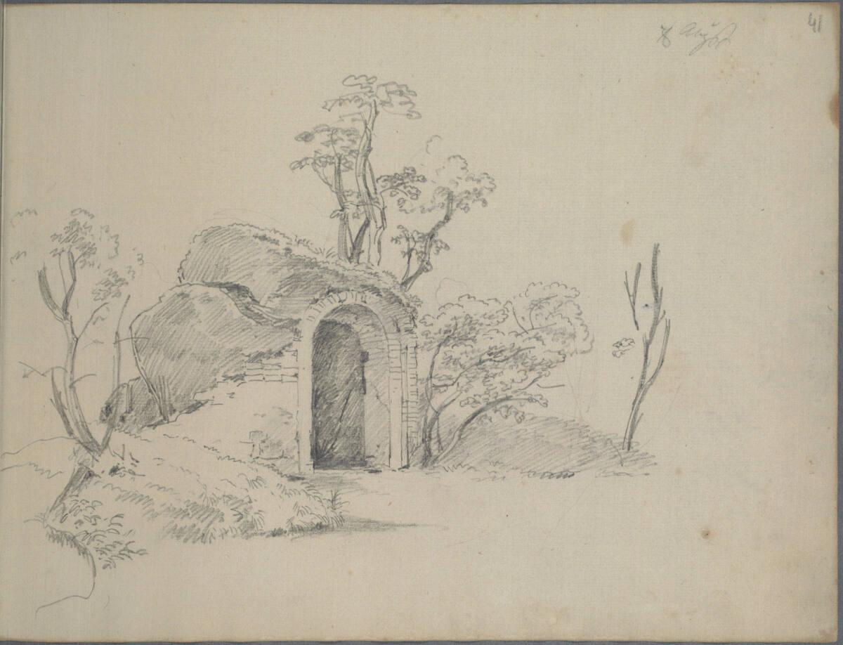 Joseph Holzer, Weinkeller in einem Hügel mit rundbogigem Eingang, Inv. Nr.: 25932/41