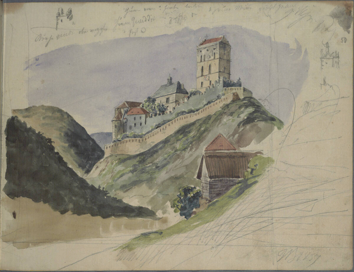 Burg Karlstein, mit Detailskizzen und Notizen, Joseph Holzer