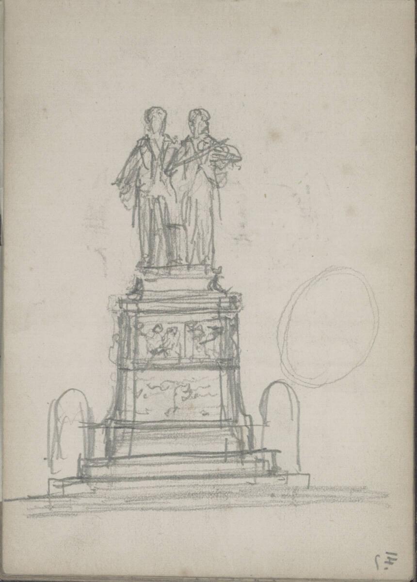 Emerich Alexius Swoboda, Skizze eines Denkmals mit zwei Figuren, Inv. Nr.: 30306/14r