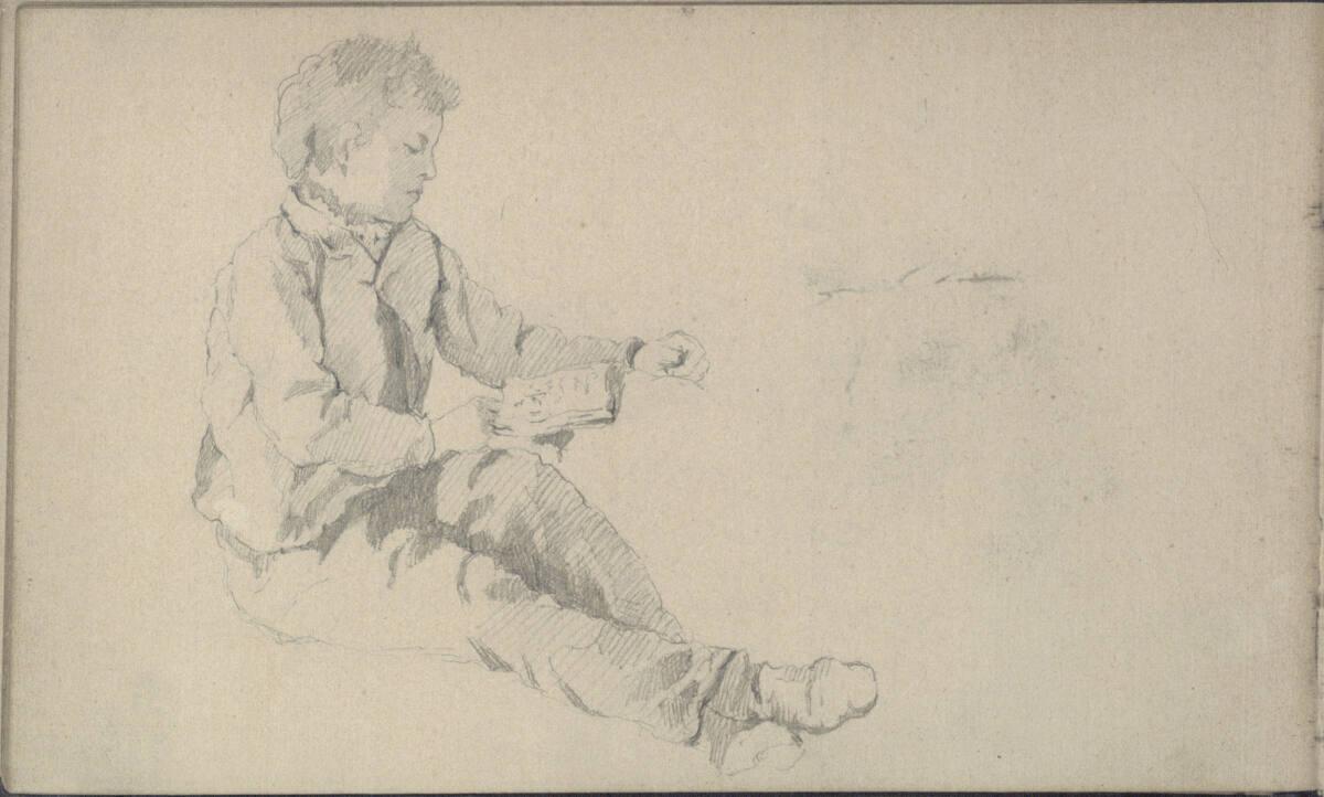 Emerich Alexius Swoboda, Studie eines sitzenden Burschen mit Buch, Inv. Nr.: 30301/12v