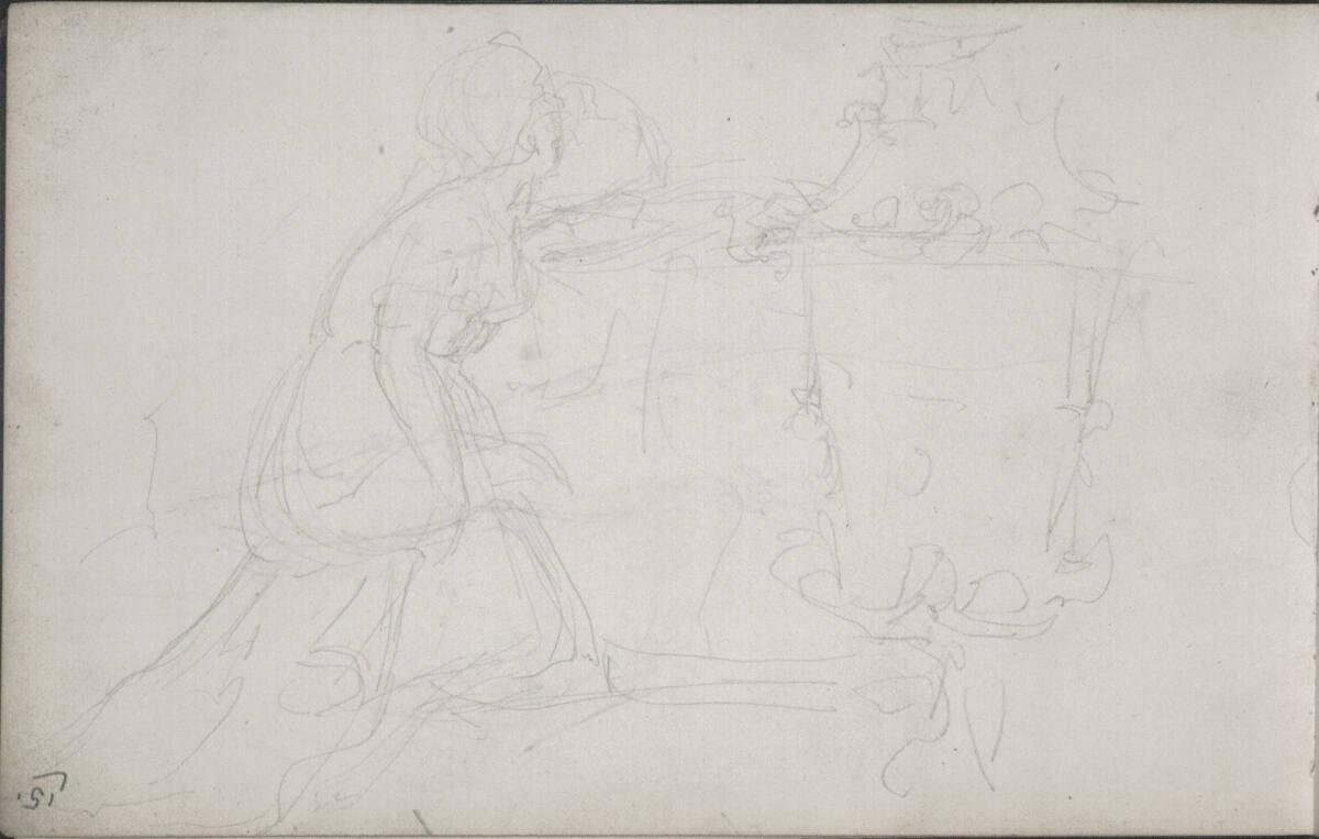 Emerich Alexius Swoboda, Figurenskizze mit Amphora (kopfstehend), Inv. Nr.: 30303/15r