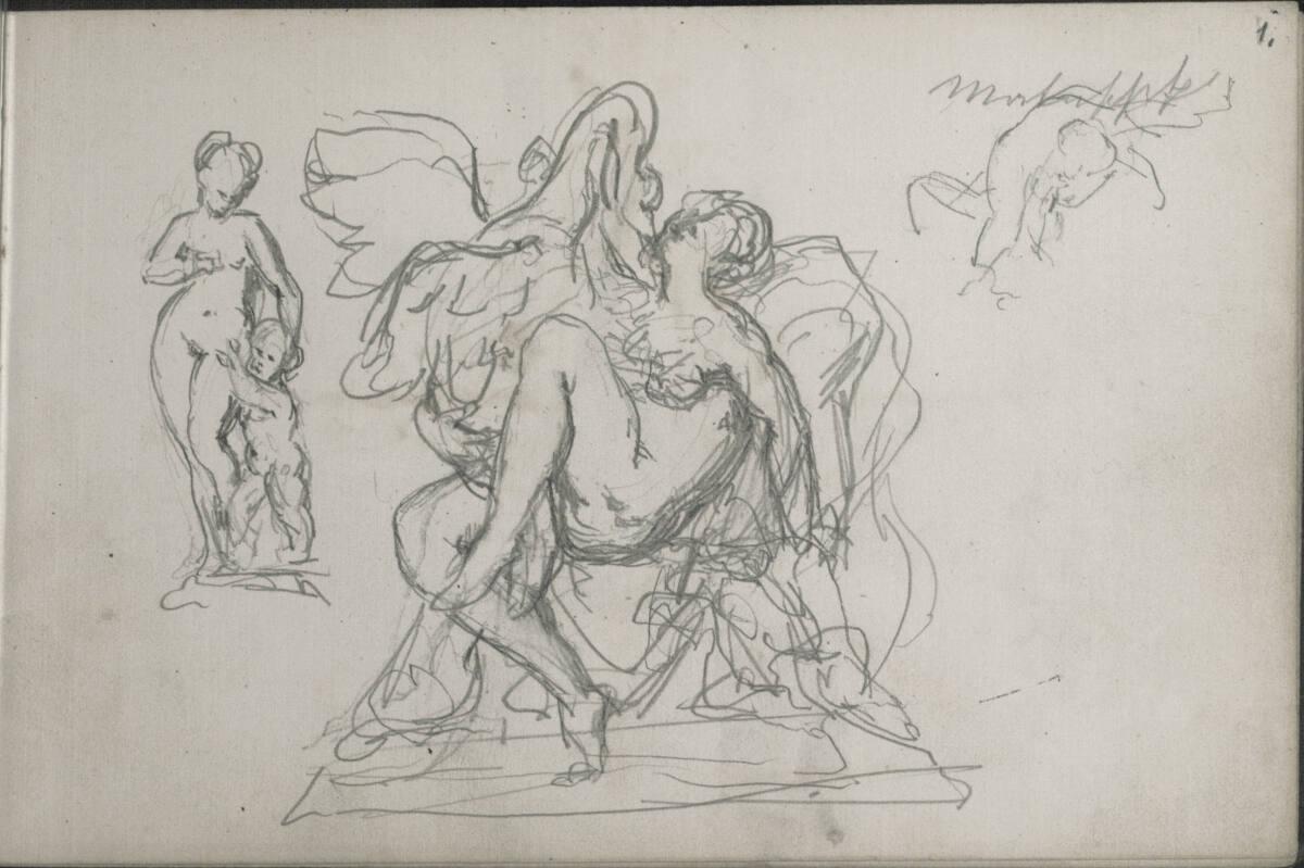 Emerich Alexius Swoboda, Verschiedene Figurenstudien (Leda und der Schwan), Inv. Nr.: 30303/1r