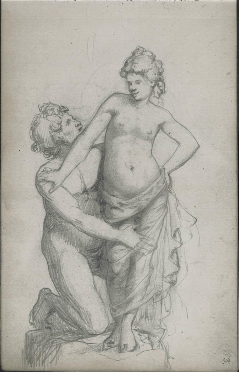 Emerich Alexius Swoboda, Figurenstudie zu einer Szene mit stehender Frau und kniendem Mann, Inv…