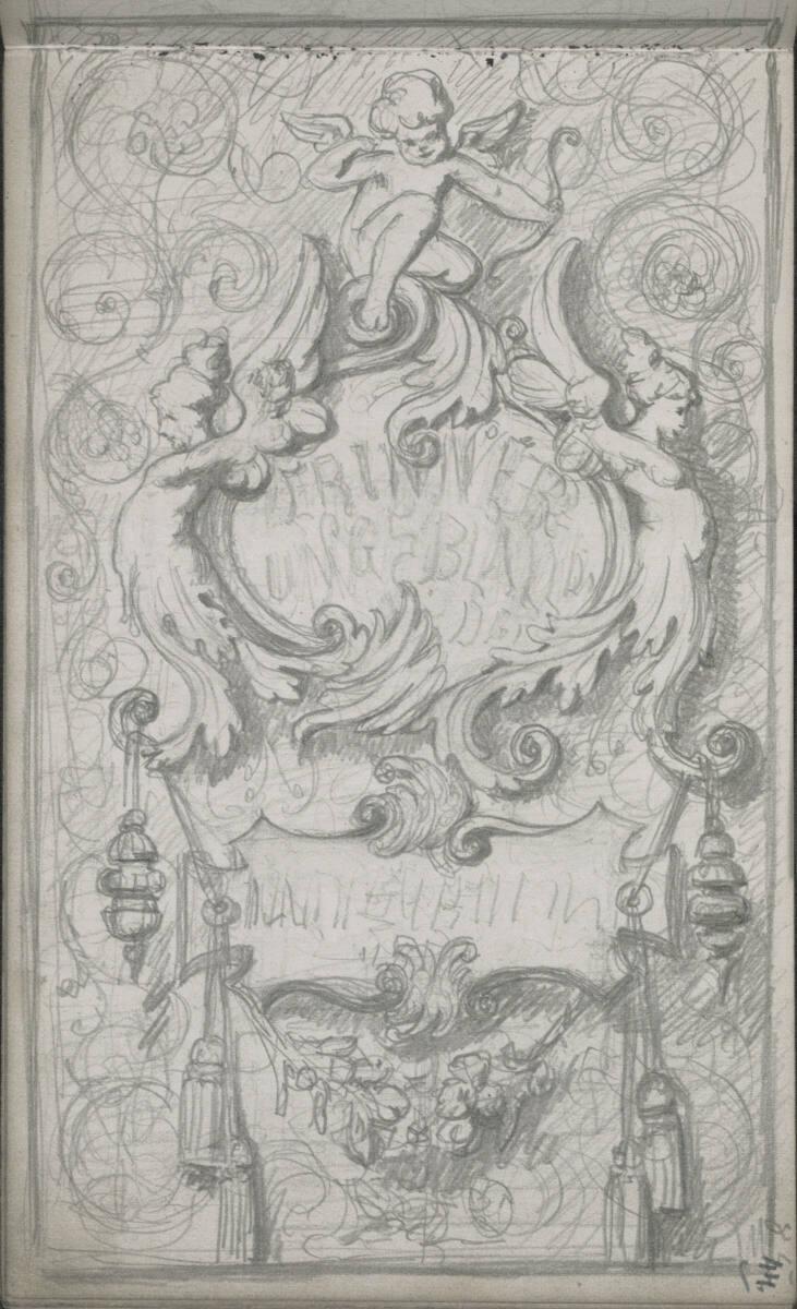 Emerich Alexius Swoboda, Fassadenschmuck (?) mit Ranken, Figuren und Quasten, Inv. Nr.: 30303/4…