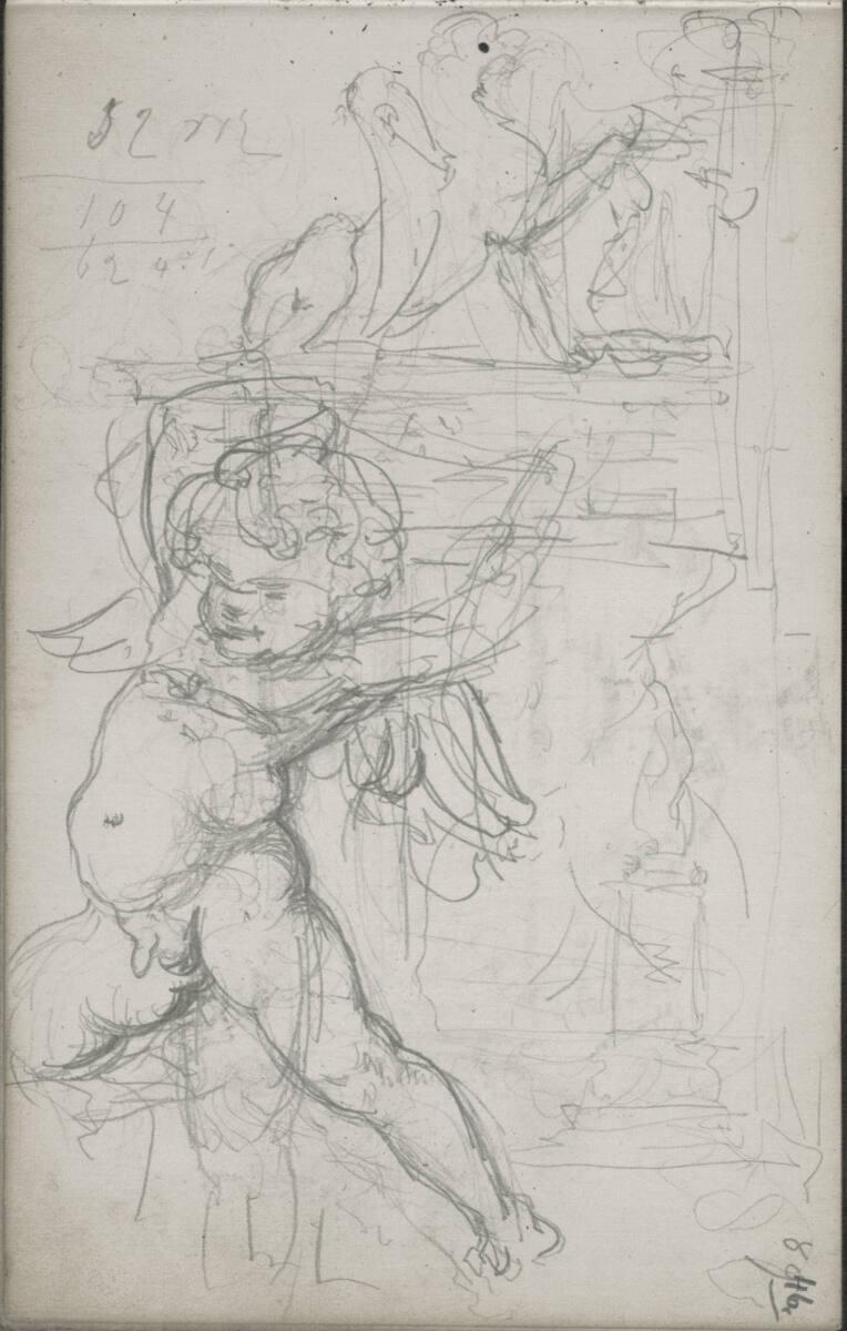 Emerich Alexius Swoboda, Verschiedene Figurenskizzen (Putto); Architekturskizze; Rechnung, Inv.…