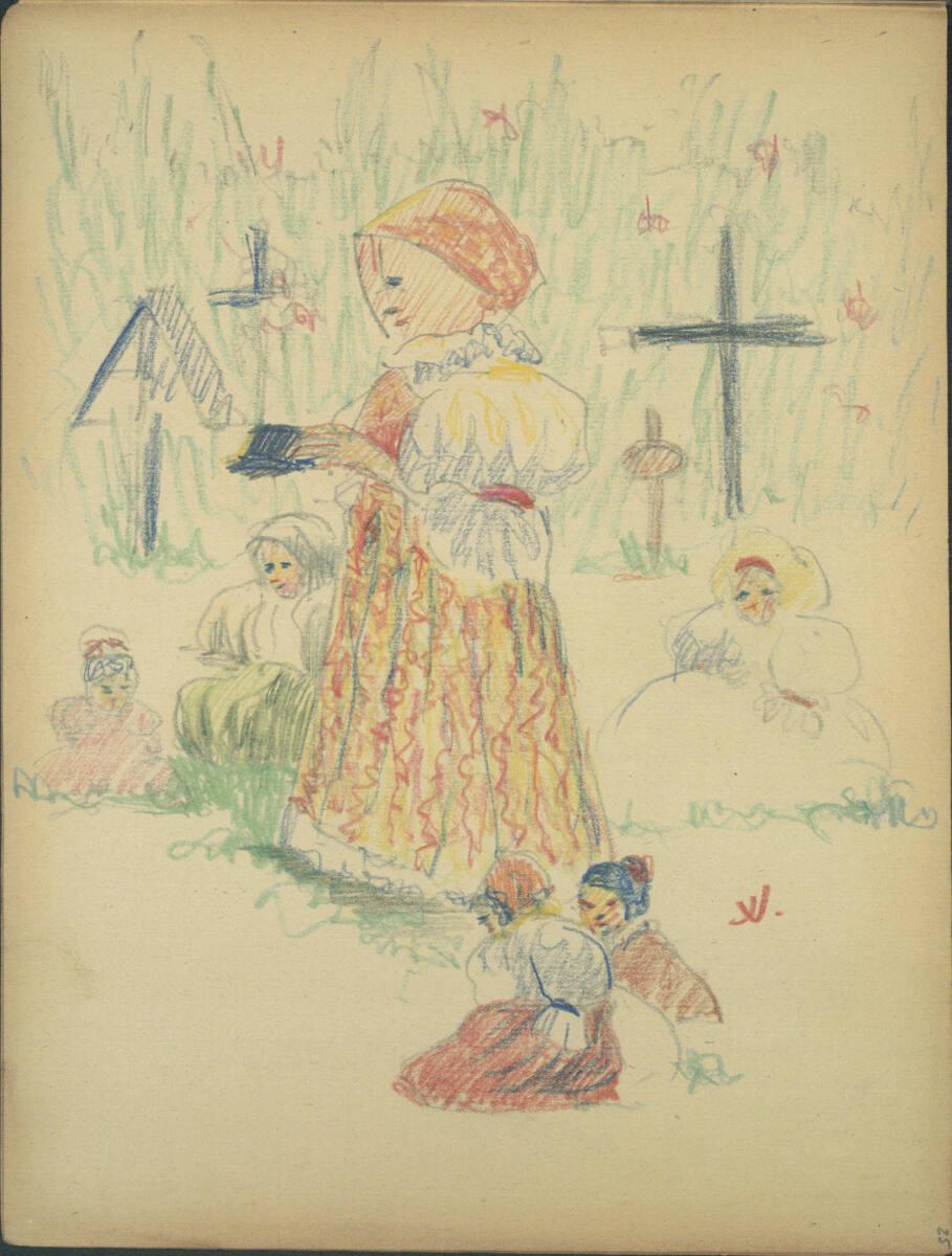 Joža Uprka, Mehrfigurige Szene auf einem Friedhof, Inv. Nr.: 33378/25