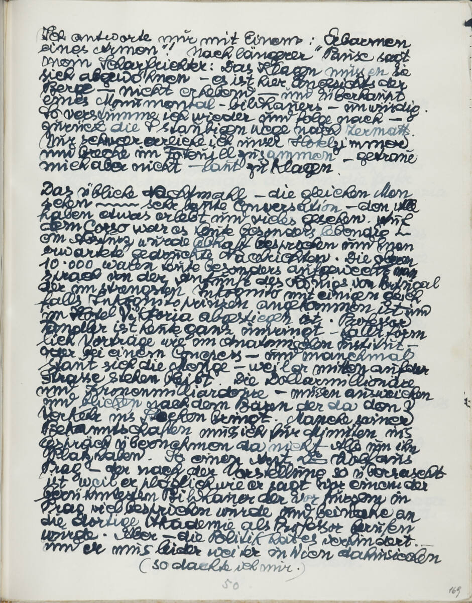Die Erholungsreise in die Schweiz 1928, Seite 50 (Tagebucheintrag), Anton Hanak