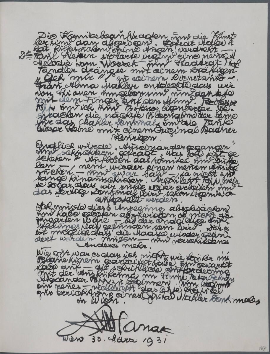 Anton Hanak, Tagebucheintrag, Inv. Nr.: 36080/4/164