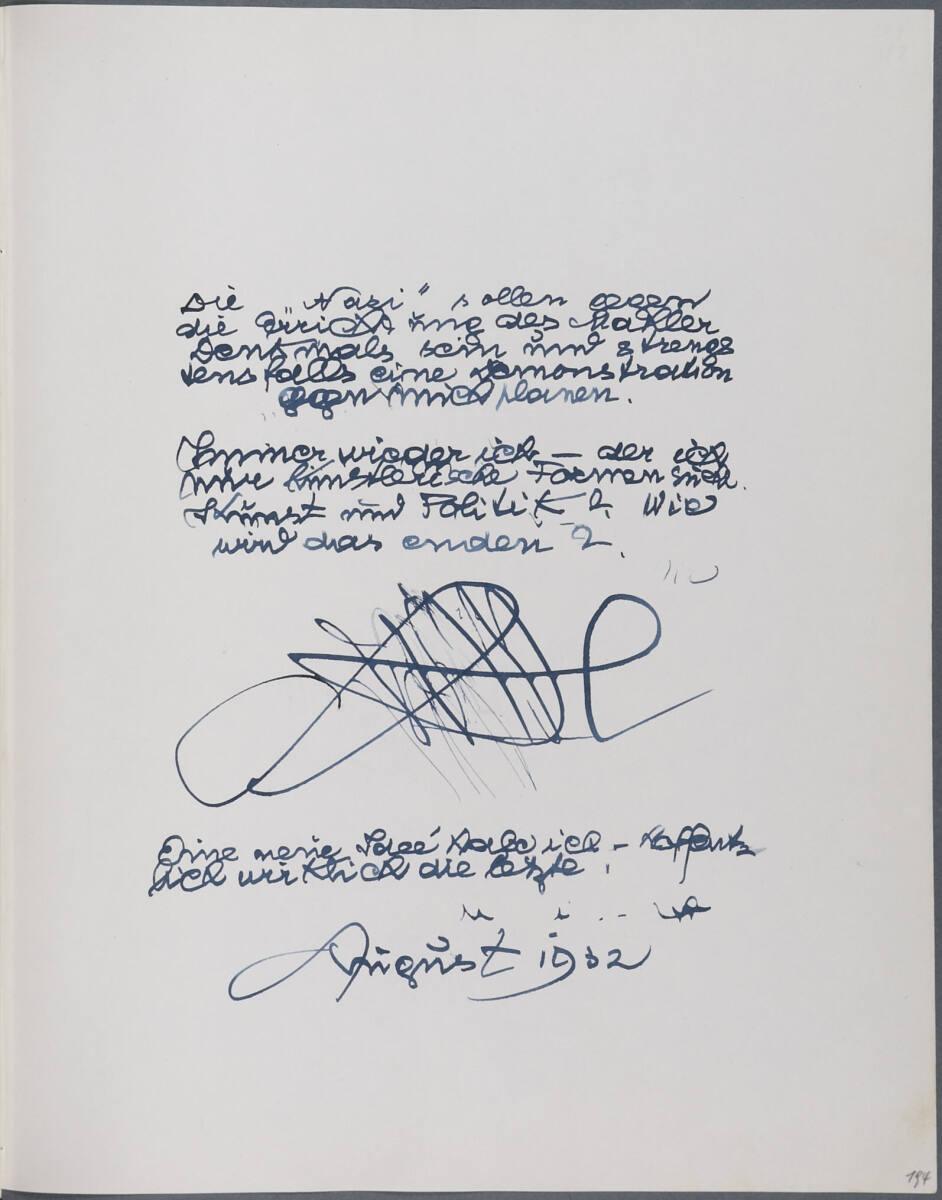 Anton Hanak, Tagebucheintrag, Inv. Nr.: 36080/4/194