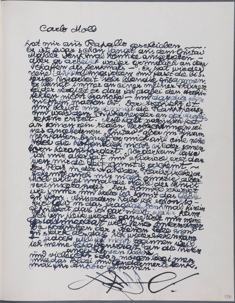 Anton Hanak, Tagebucheintrag: Carlo Moll, Inv. Nr.: 36080/4/196
