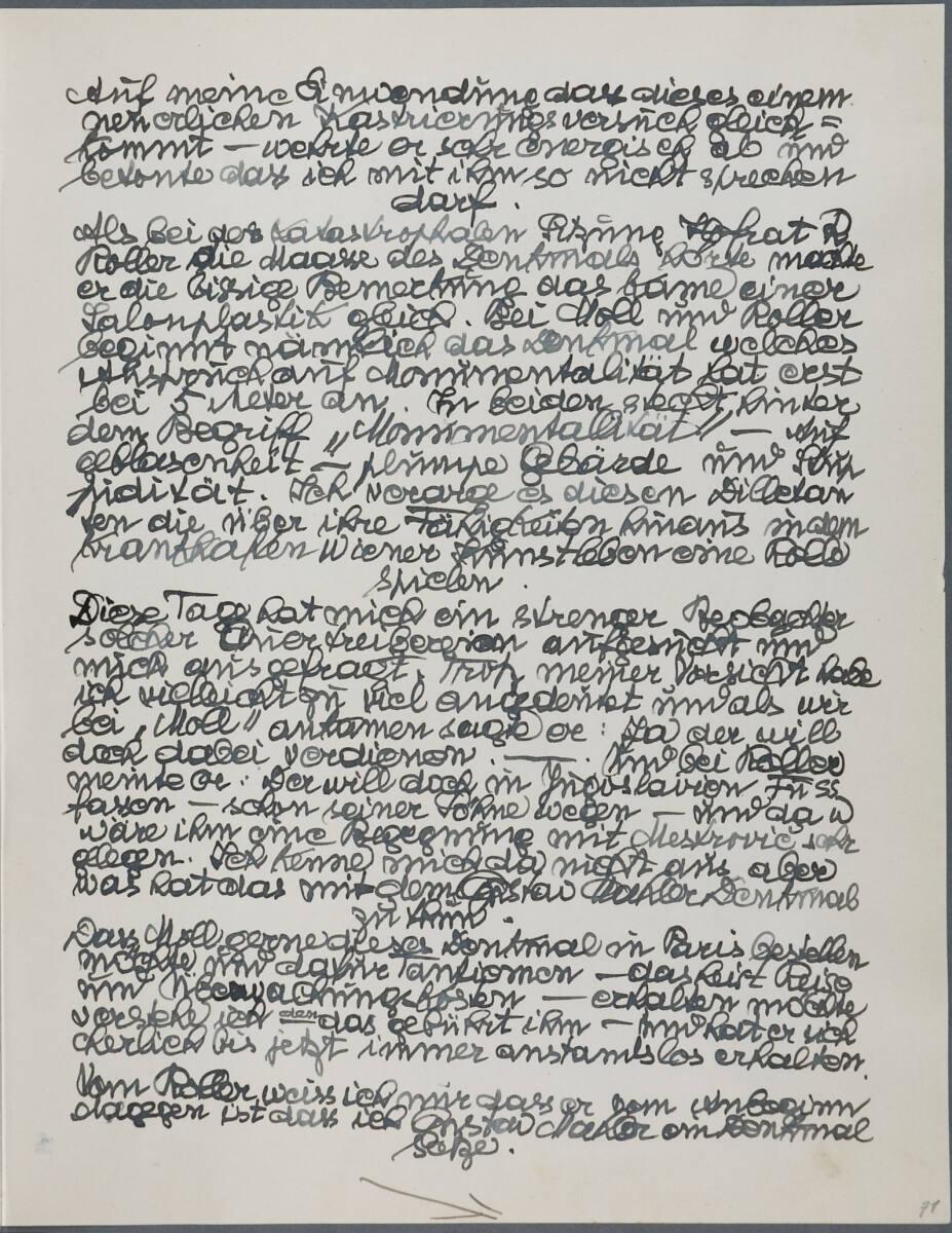 Anton Hanak, Tagebucheintrag, Inv. Nr.: 36080/4/71